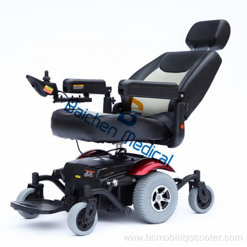 Black multi-wheel safe stair climbing electric wheelchair